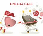 Valentines Day Sale Cart Funny Character Vector Illustration