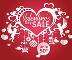 Valentines Day Sale, Poster Template Vector Illustration