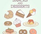 Hand Drawn Snacks and Desserts Vector
