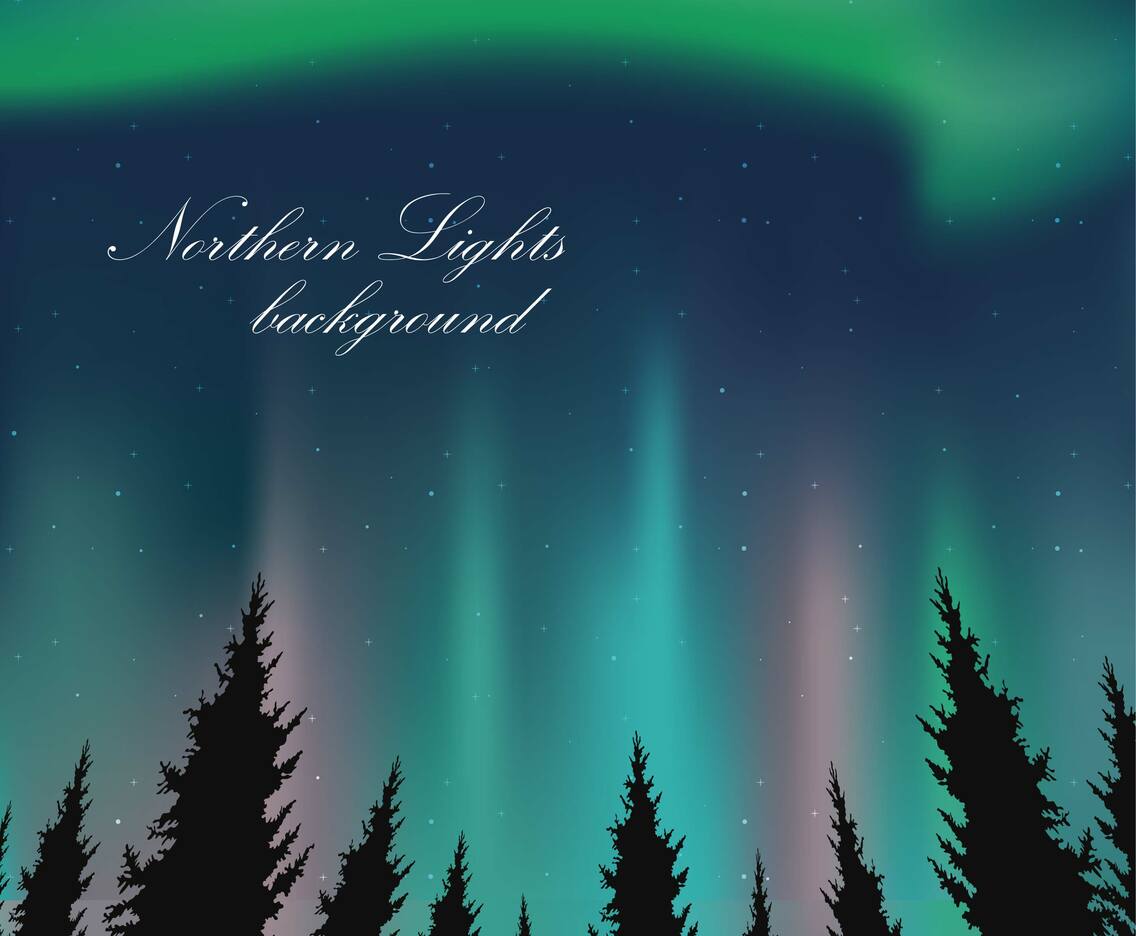 Northern Lights Landscape Illustration