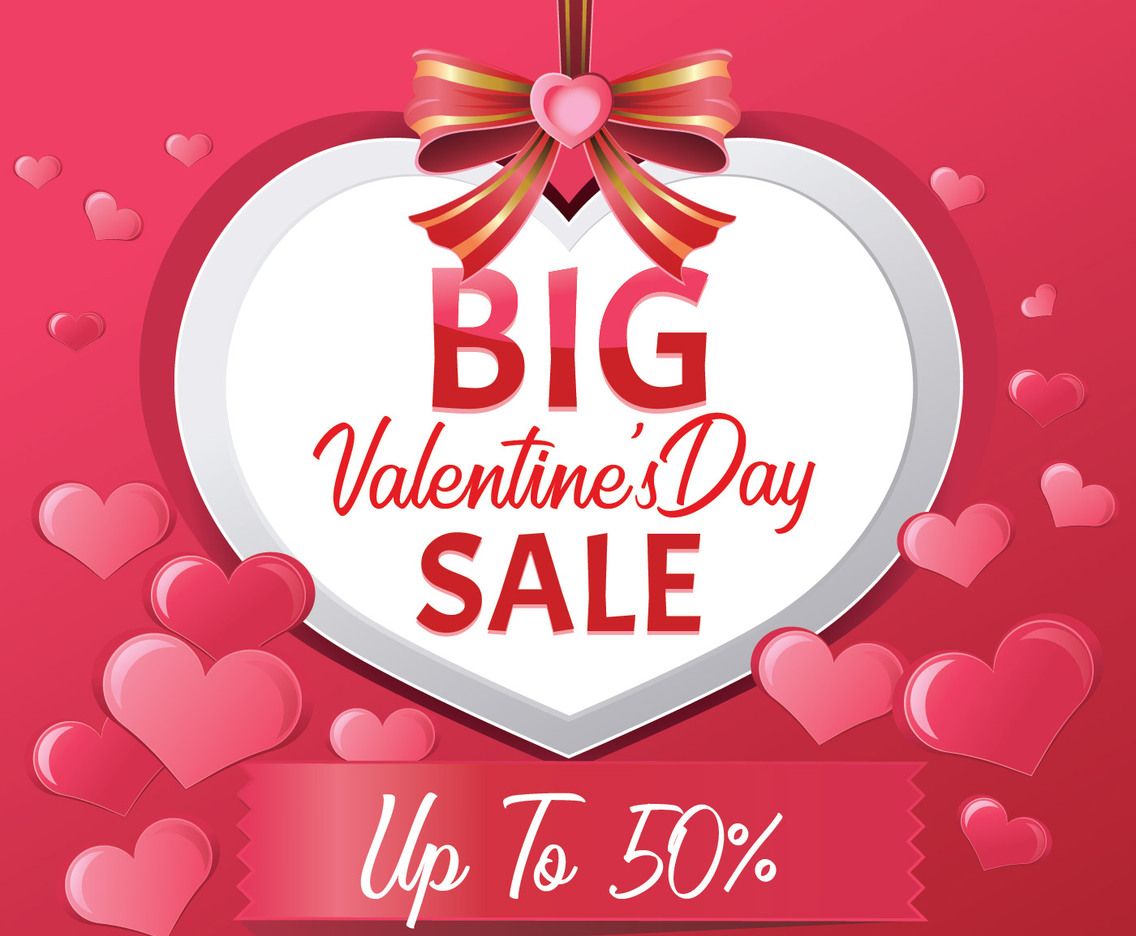 Big Valentines Day Sale, Poster Template Vector Illustration