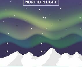 Northern Lights Landscape Vector Background