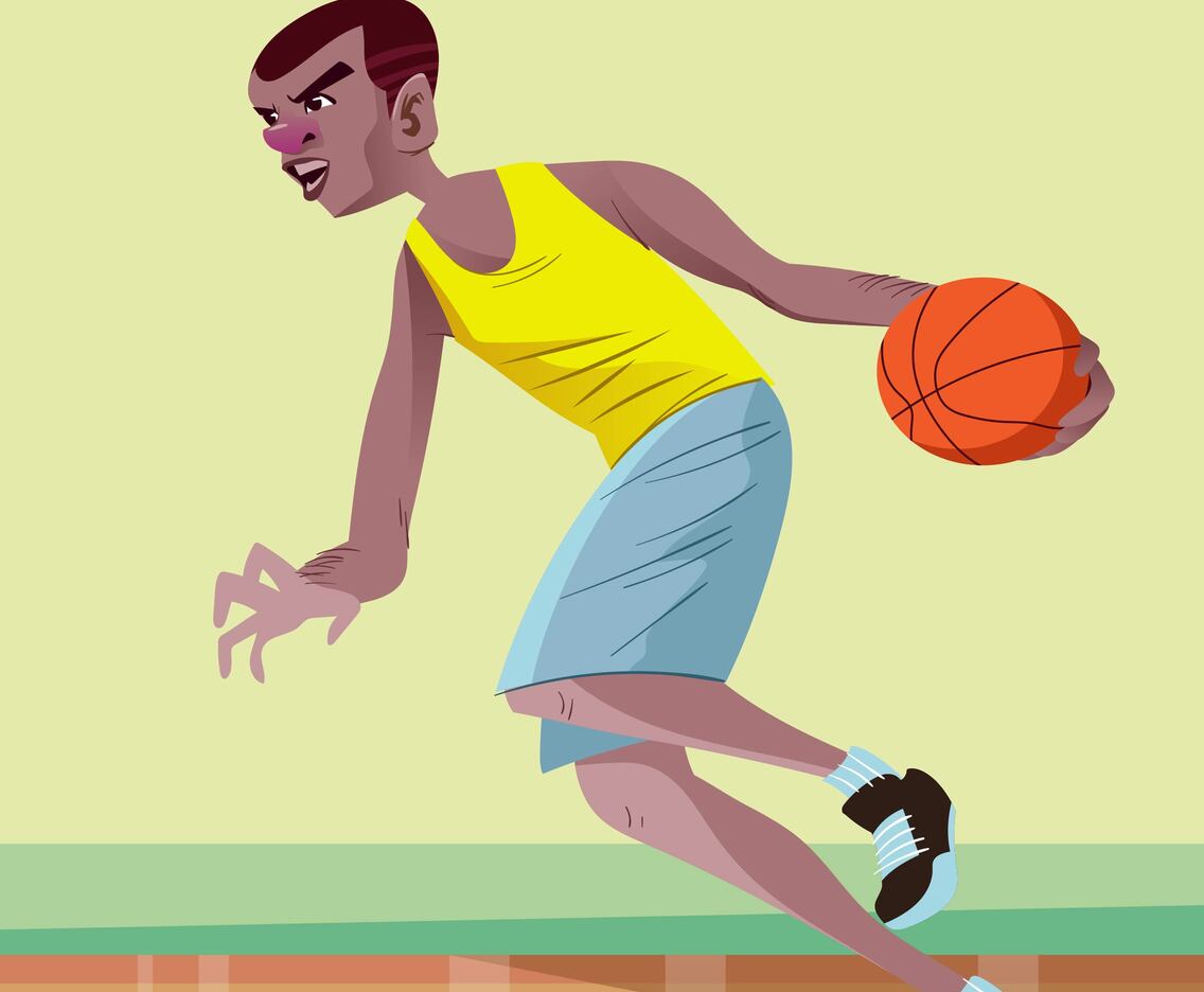 Exaggerated Basketball Player Action