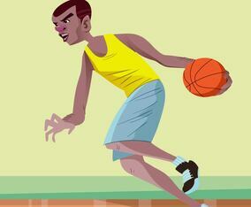 Exaggerated Basketball Player Action