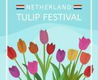 Flat Netherland Tulip Festival Vector Illustration