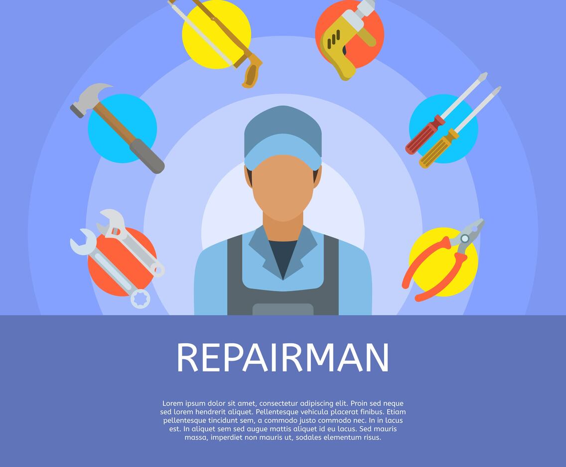 Flat Repair Man Vector Illustration
