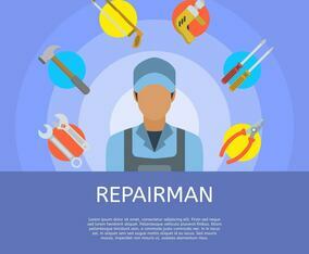 Flat Repair Man Vector Illustration