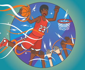 Exaggerated basketball player