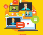 Webinar Online Training Education Concept Vector Distance Learning E-learning Conference Chat