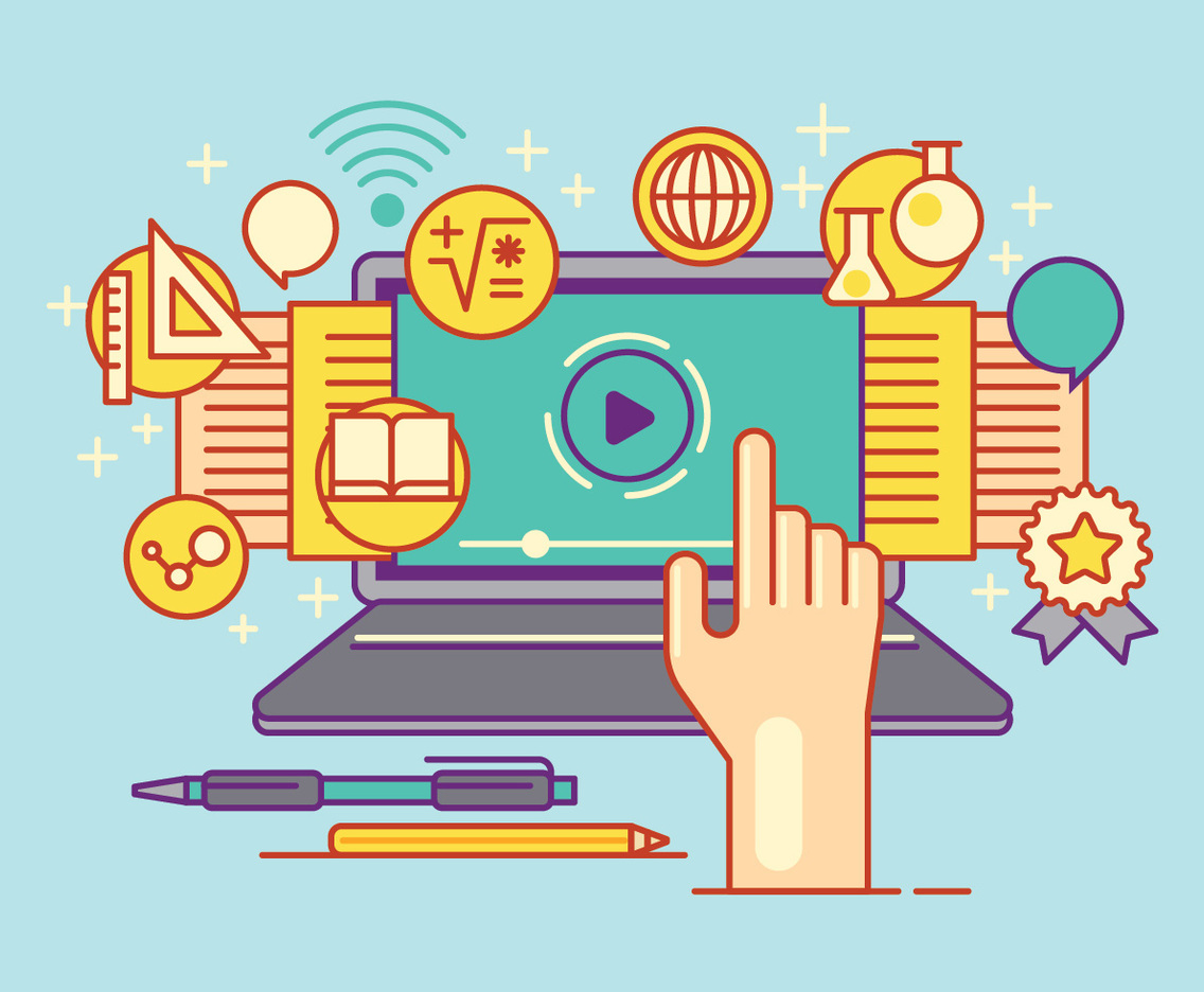 Set of Flat Design Vector Illustration Concepts for E-learning and Education