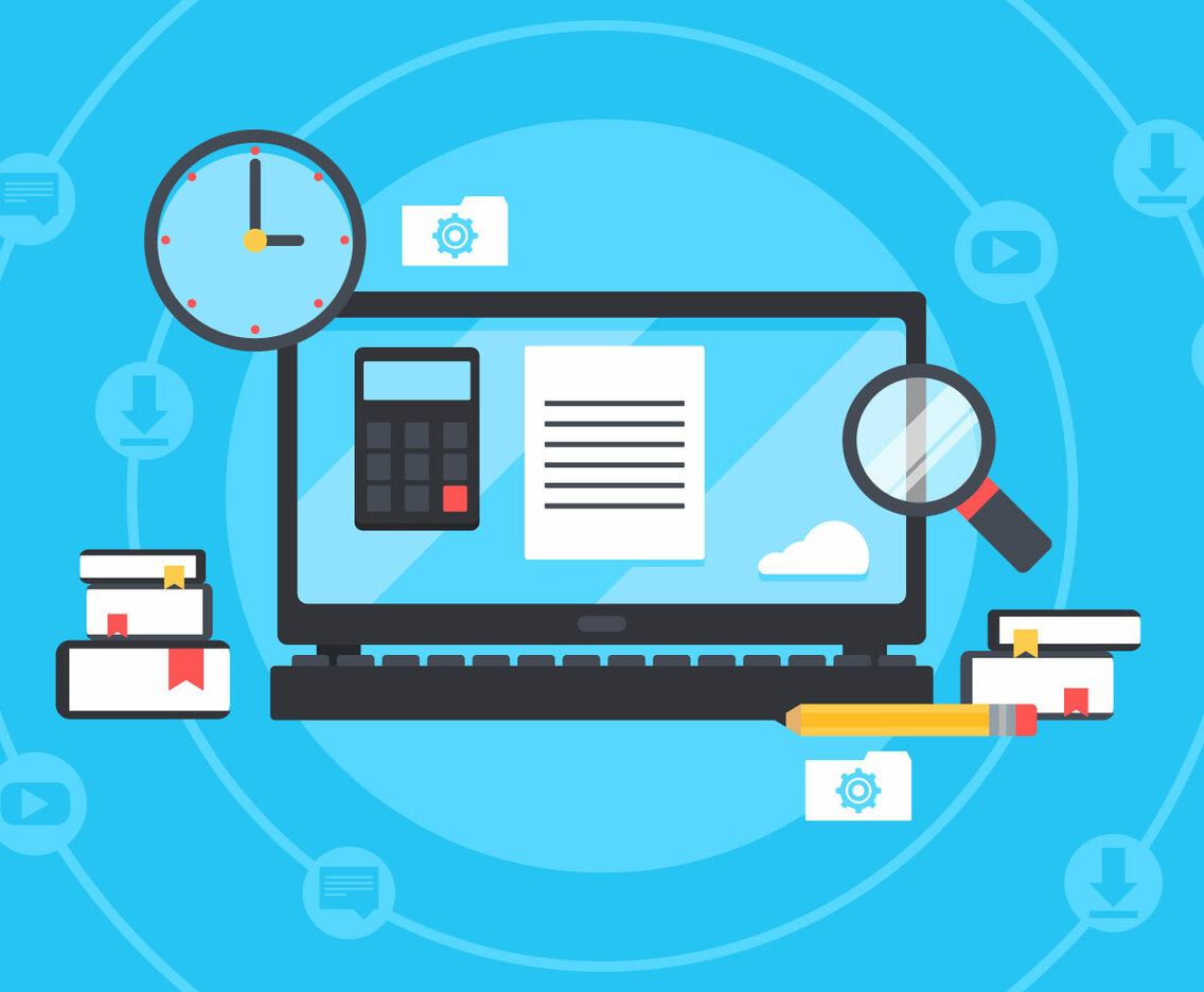 E-Learning Vector Background Illustration