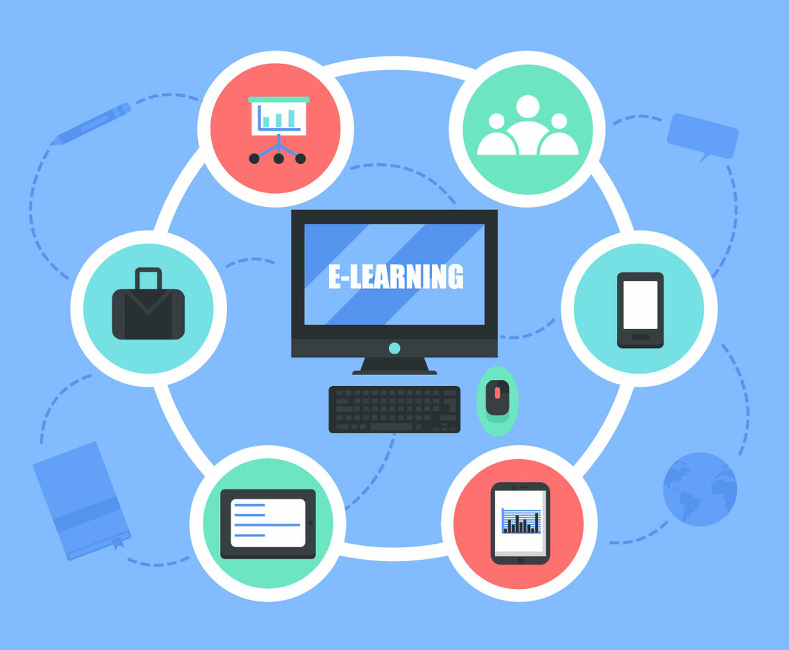 E-Learning Vector Background Illustration