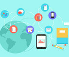 E-Learning Vector Background Illustration