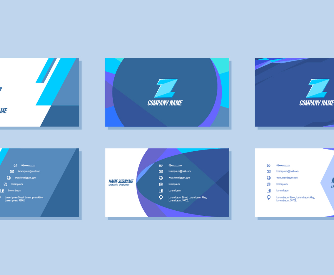Blue Graphic Design Business Card Free Vector