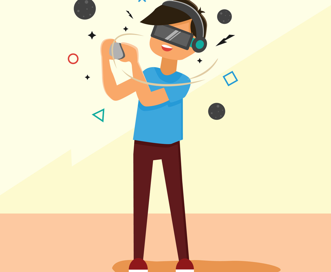 A Man With Virtual Reality Device