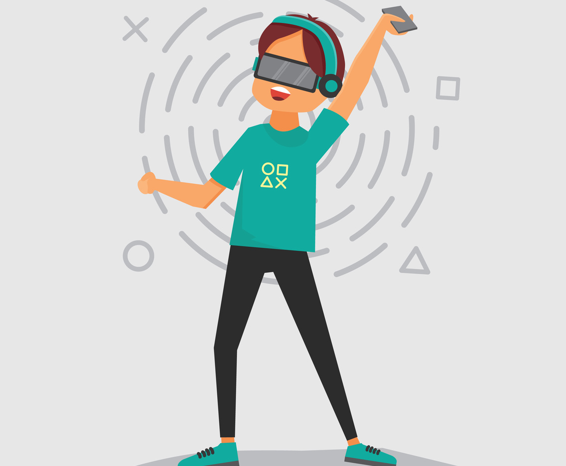 A Man With Virtual Reality Device