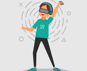 A Man With Virtual Reality Device