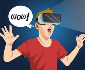 Virtual Reality Experience Man Vector Illustration