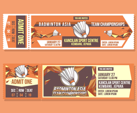 Badminton Championships Ticket Free Vector
