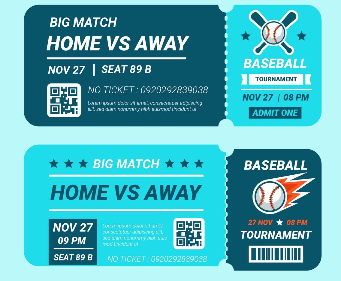 Baseball Tournament Ticket Vector