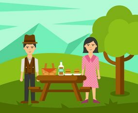 Family Picnic in Nature Vector