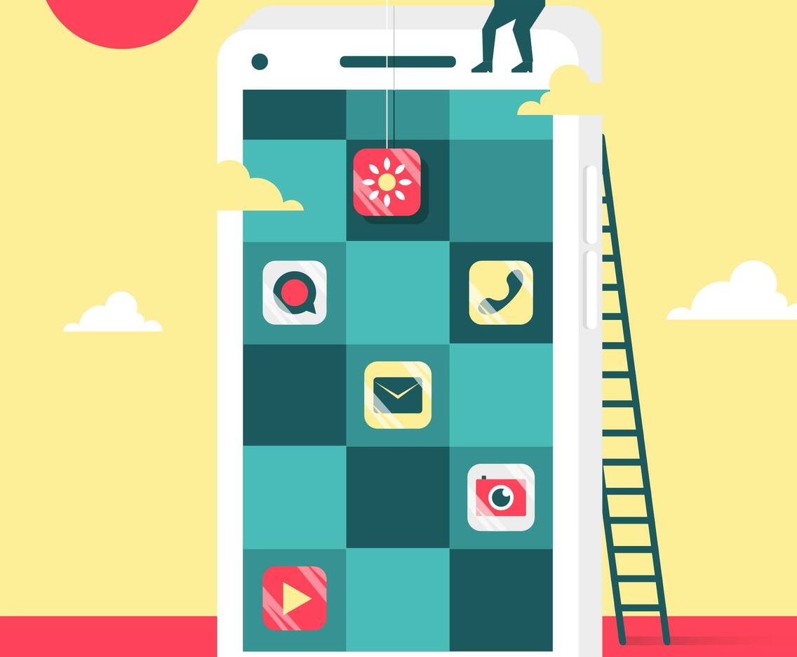 Software Engineers Smartphone Apps Flat Illustration Vector