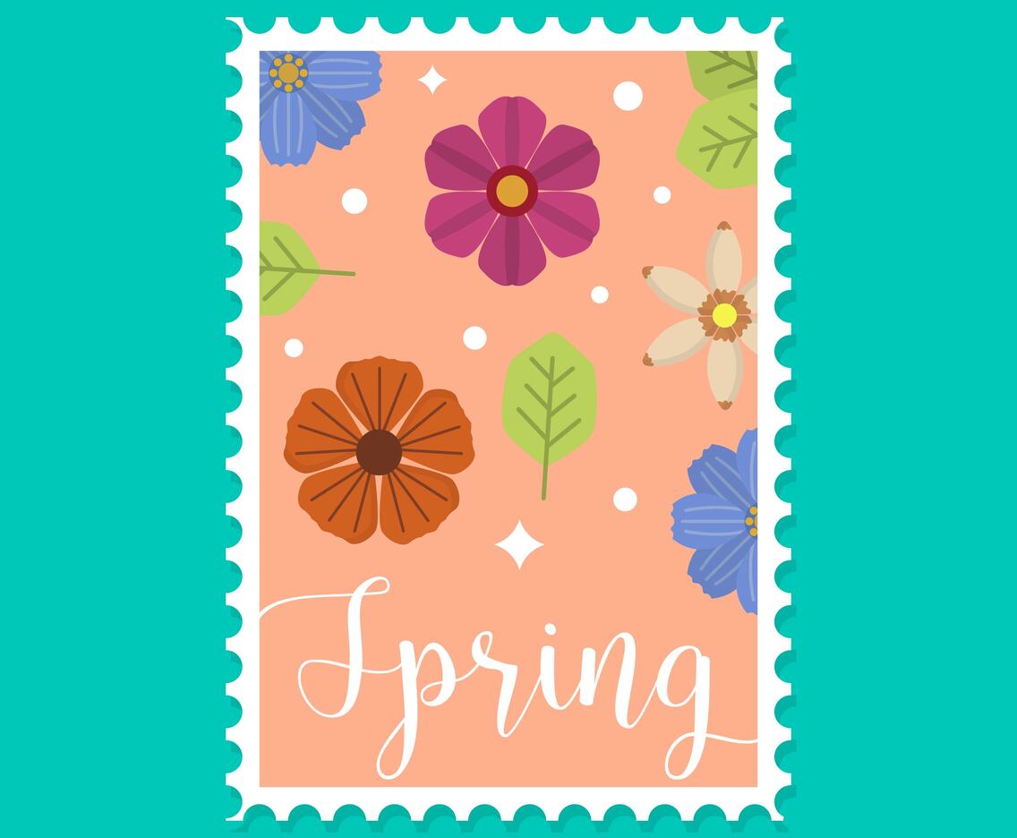 Flat Springtime Postage Vector