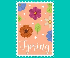 Flat Springtime Postage Vector