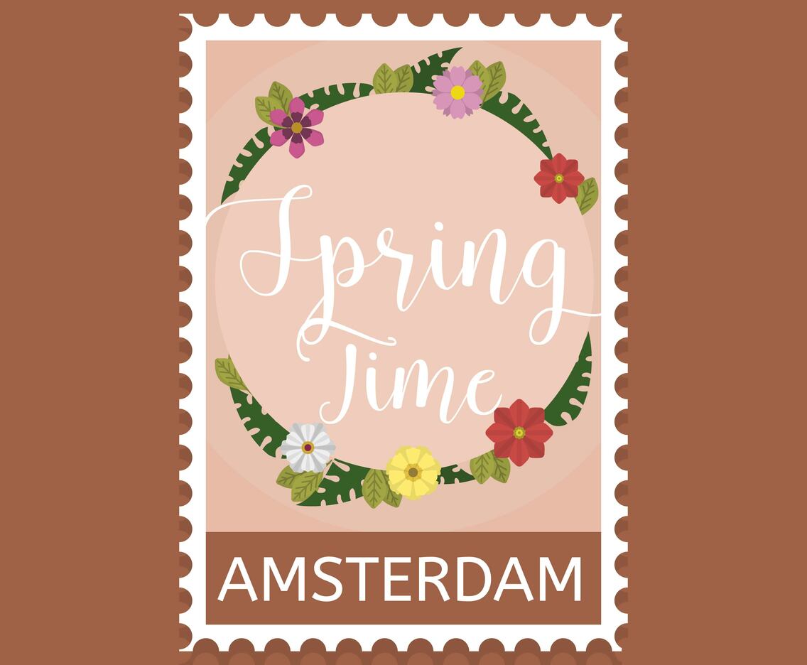 Flat Springtime Stamp Vector