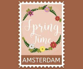 Flat Springtime Stamp Vector