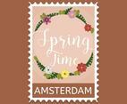 Flat Springtime Stamp Vector