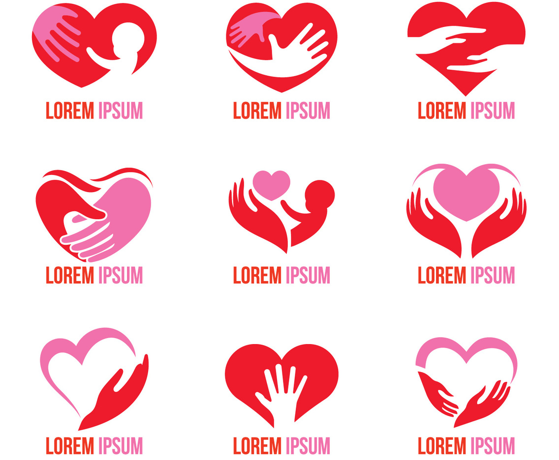 Set of Vector Logos for Healing and Care