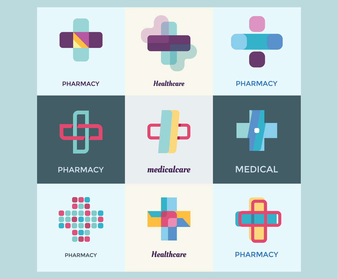 Healthcare Logo Design Elements Set