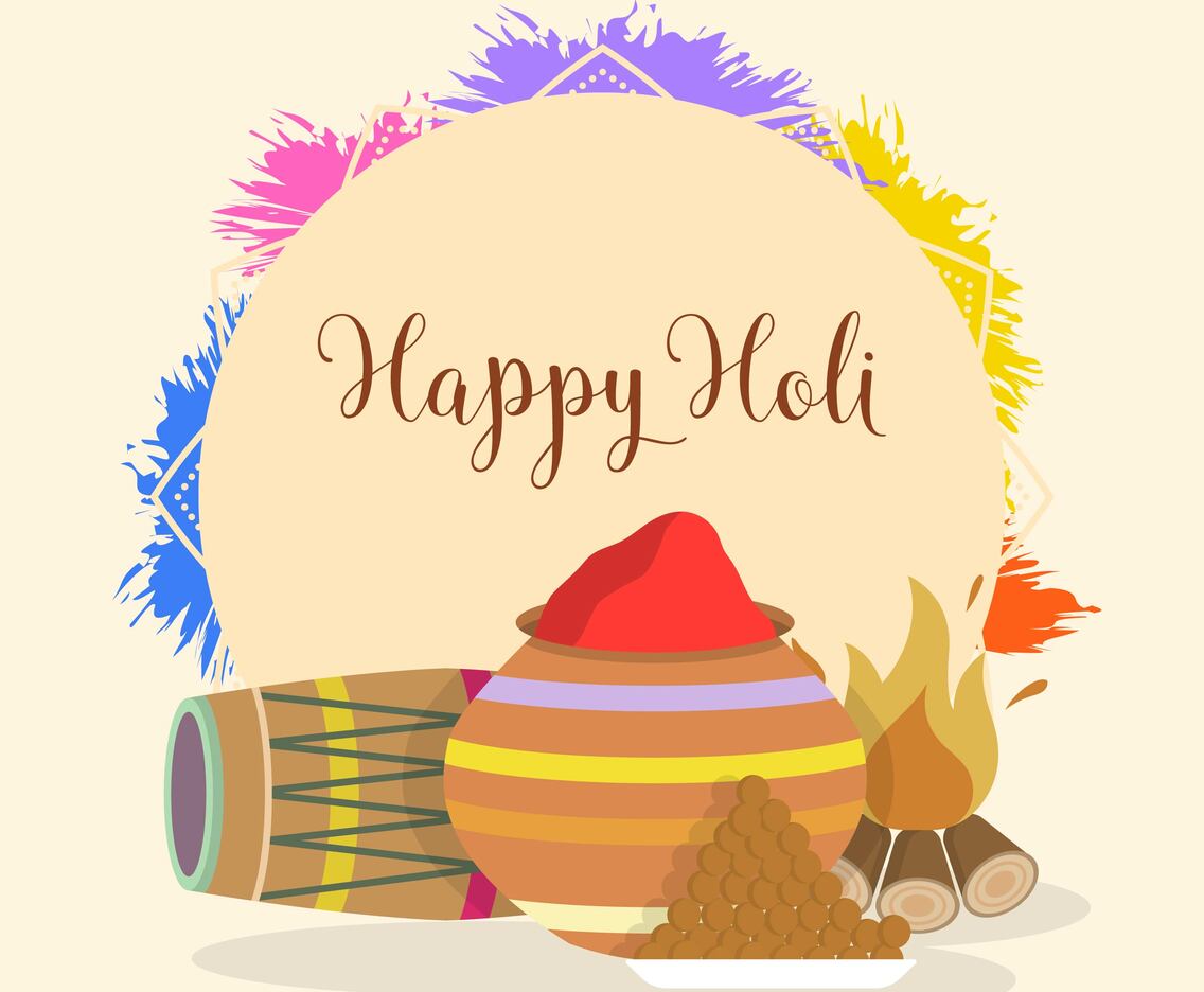Flat Holi festival India Vector