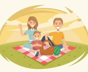 1950s Family Picnic Vectors