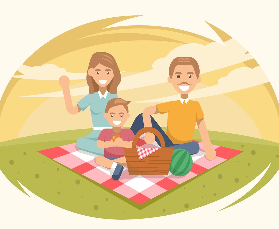 1950s Family Picnic Vectors