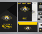 Construction Logos in Stationery Set Media. Construction Company Profile Template.