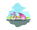 Trishaw flat vector illustration