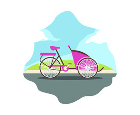 Trishaw flat vector illustration
