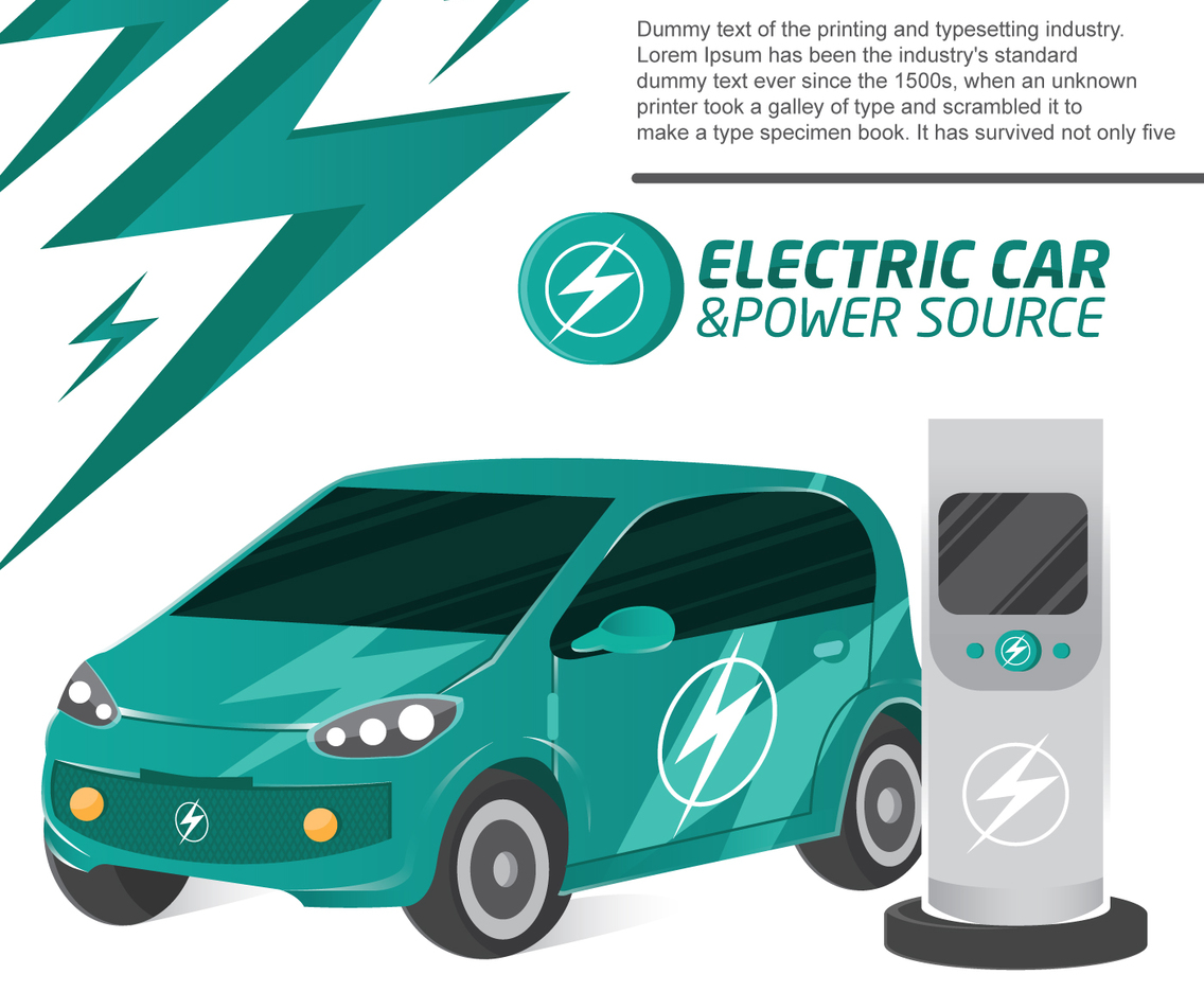 Electic Car and Charger Cool Concept Vector