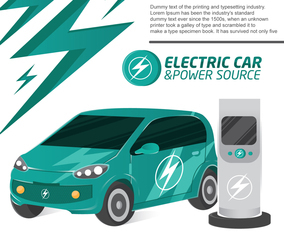 Electic Car and Charger Cool Concept Vector