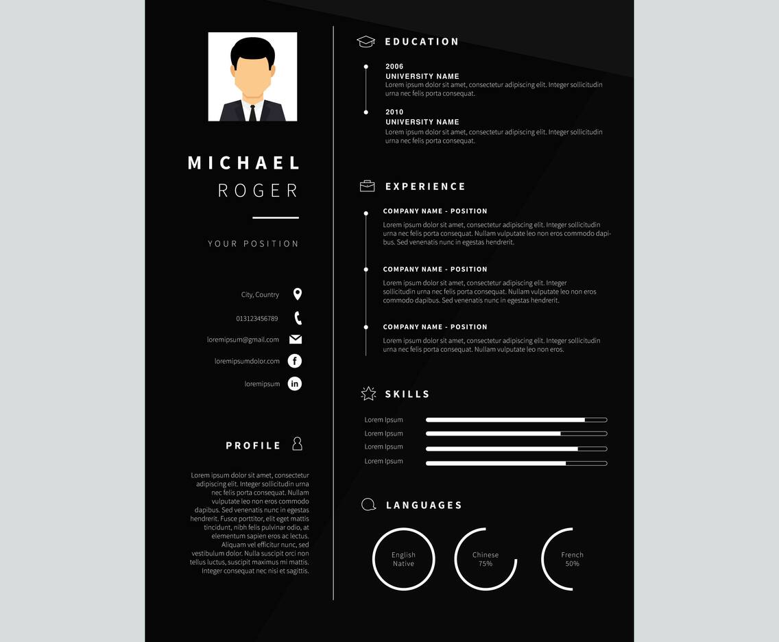 Corporate Resume Template Vector