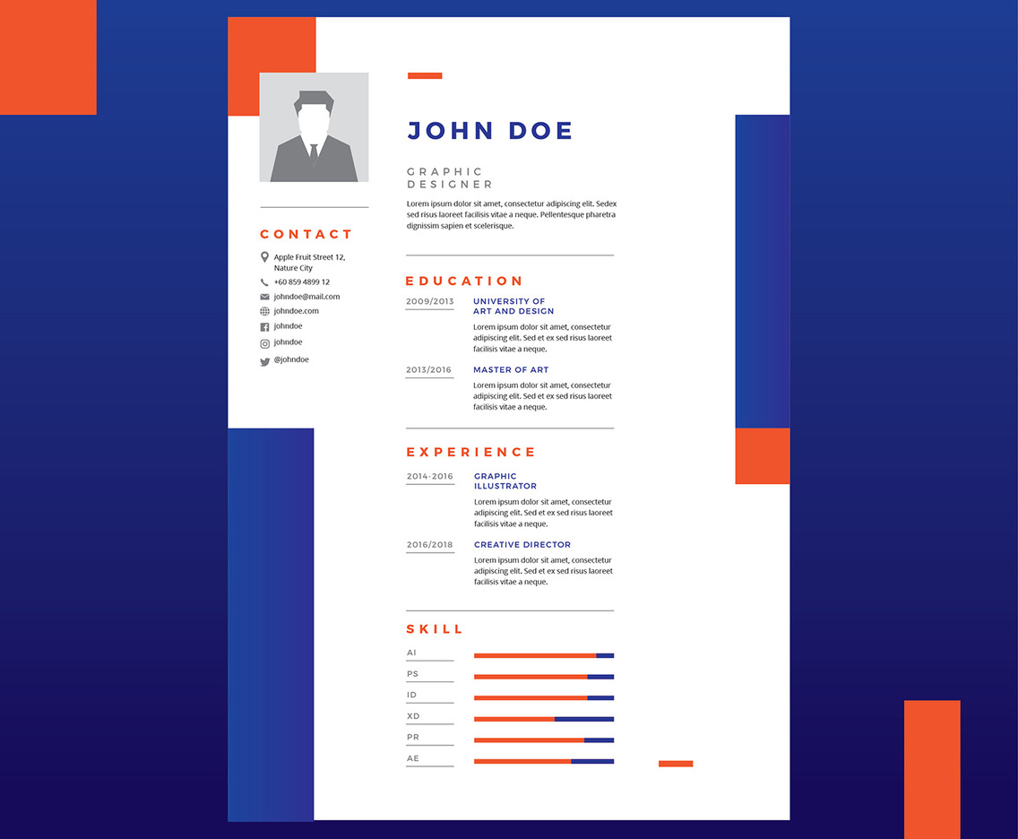 Graphic Designer Resume Vector