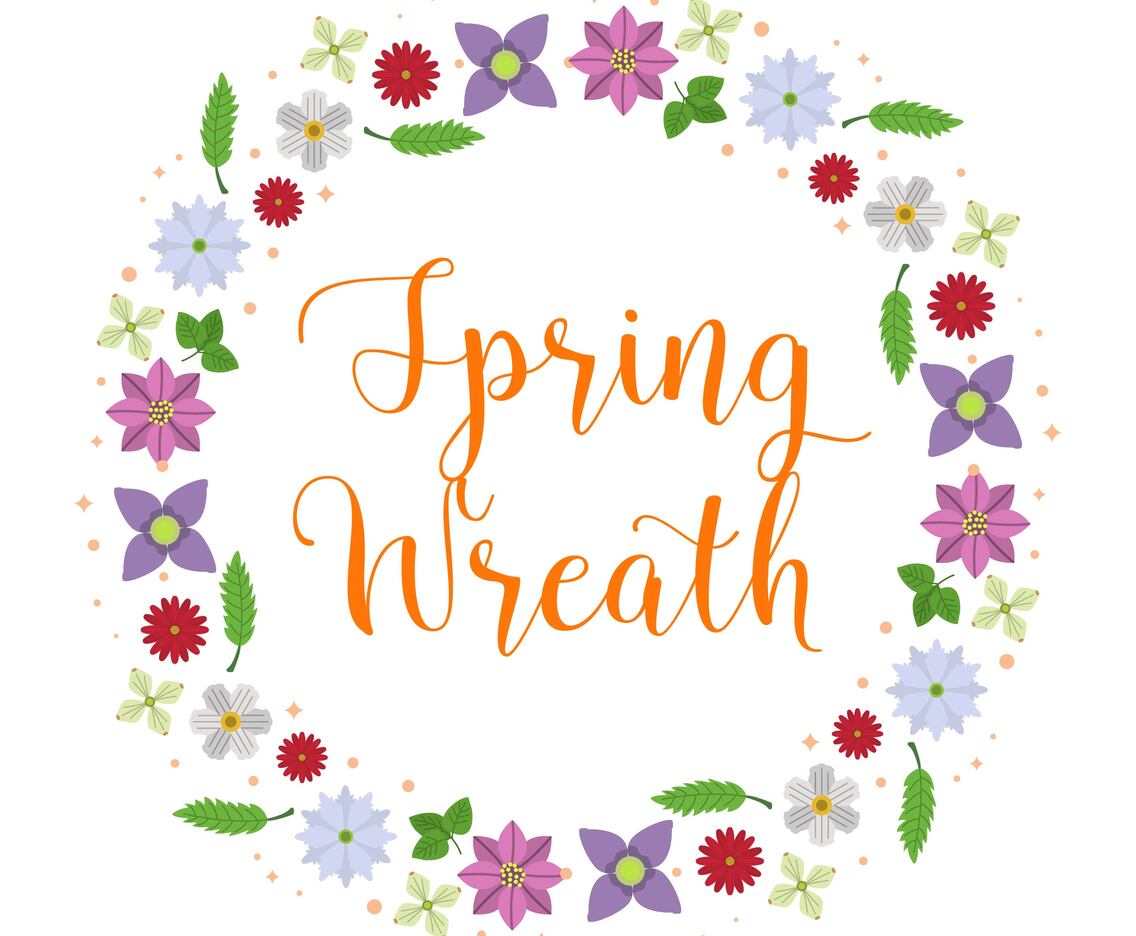 Flat  Flower Spring Wreath Vector Illustration