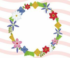 Flat  Spring Wreath Vector Illustration