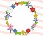 Flat  Spring Wreath Vector Illustration