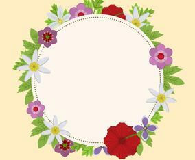 Flat Circle Floral Spring Wreath Vector Illustration