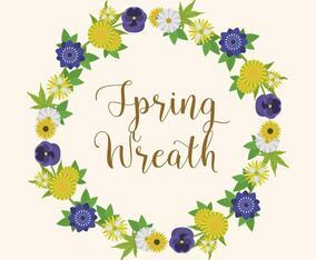 Flat Floral Spring Wreath Vector Illustration
