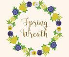 Flat Floral Spring Wreath Vector Illustration