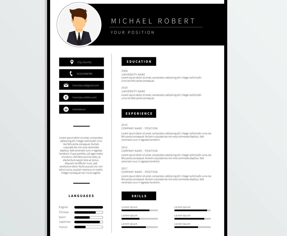 Corporate Resume Template Vector